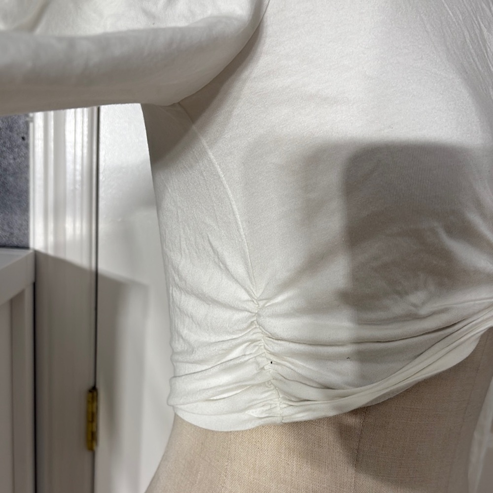 Elegant White Knotted Long Sleeve Top - Picture 6 of 9